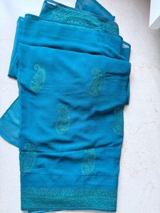 Peacock Green Sworaski Work Saree