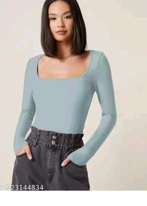 Sky SeBlue Square Neck Top