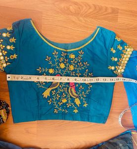 Zari Work Blue And Black Lehenga Choli