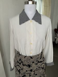 Vintage Striped Collar Blouse