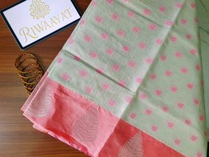 Pink And Grey Chanderi Silk Saree