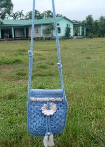 Crochet Blue Sling Bag 🩵🩵🩵
