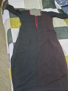 Black & Red Geometric Patterned Kurti