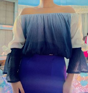 Blue Ombre Off-Shoulder Top