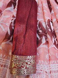 Elegant Pink and maroon Saree with blouse