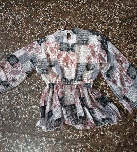 Patterned Long Sleeve Top