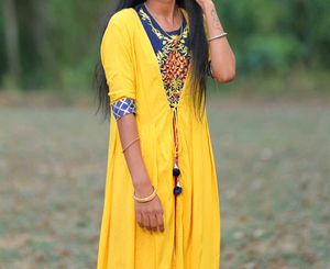Yellow Embroidered Maxi Dress with Jacket