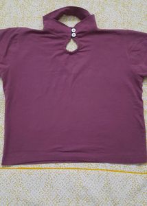 Purple High Neck Crop Top