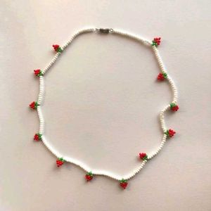 Strawberry Beaded Necklace