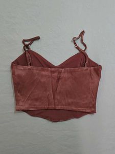 ZARA Brown Satin Corset Top