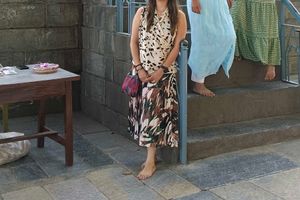Brown Multicolored Long Skirt