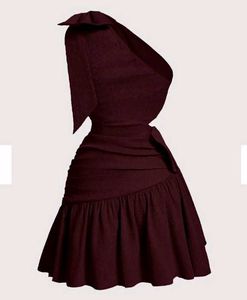 Burgundy One-Shoulder Mini Dress