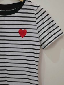 Striped T-Shirt Dress with Heart