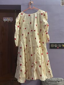 Heart Print Tiered Midi Dress