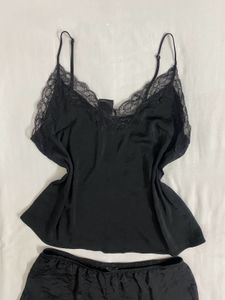 Black Lace Lingerie Set fits S/M(soft Satin )