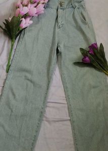 BLUE HIGH WAIST STRAIGHT JEANS