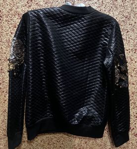 Black Sequin Quilted Sweatshirt