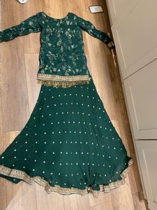 Elegant Dark Green Skirt And Top