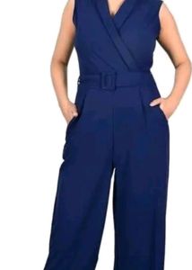 Zenday Casual Solid Blue Jumpsuit