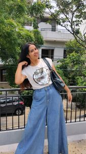 SUPER WIDE FLARE HIGH WAISTED 30WAIST