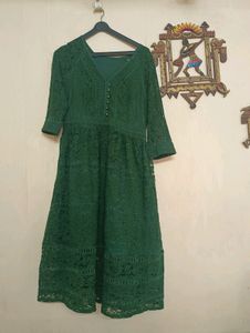 Forest green Lace pattern Dress