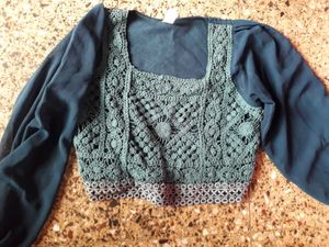 Crochet Detail Sheer Sleeve Top