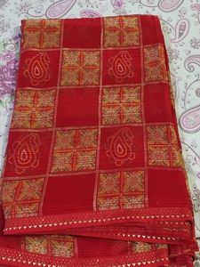 Red Bandhani Saree