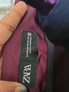 ZARA Halterneck Satin Jumpsuit - Brinjal Color