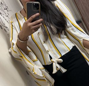 Striped yellow and white top