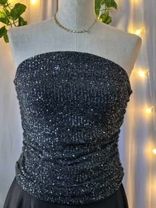 Black Sequence Tube Top