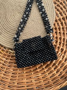 Black Beaded Shoulder Bag