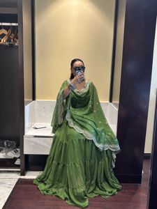 Green Embroidered Kurta Set