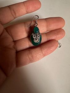 Green onyx silver 925 Filigree Earrings
