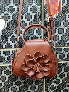 Brown Flower Handbag