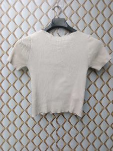 New With Tag Korean Knit Body Fit Beige Top