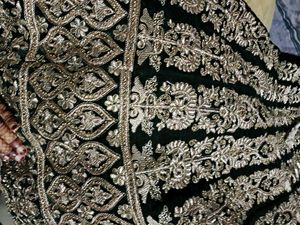 Elegant Green &amp; Gold Embroidered Lehenga