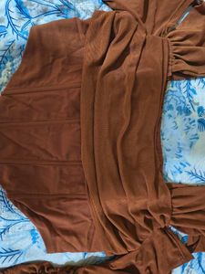 Chic Brown Off-Shoulder Top