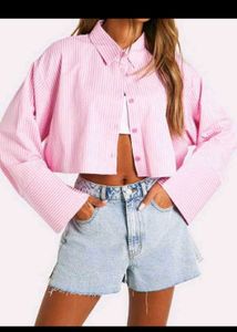 Trendy Pink Crop Shirt👕