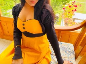 Yellow Corset Waist Sweet Heart Neck Dress