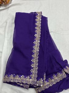 Purple Embellished saree