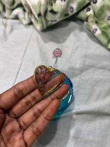 Resin Heart Floral Earrings