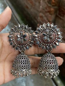 Oxidized Jhumka Earrings