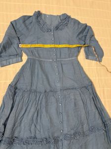Blue Ruffled Midi Dress