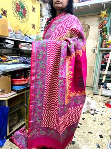 Pink Floral soft silk saree