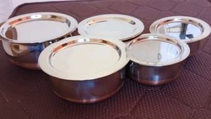 Stainless Steel Serving Bowl Copper Bottom Handi