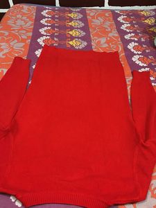 Red V-Neck Knit Sweater