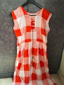Orange & White Checked Dress