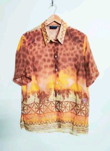 Light Brown Printed Shirt Size-44