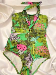Green Printed Swimsuit