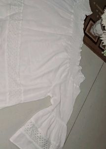 White Off Shoulder Full Sleeves Pretty Top